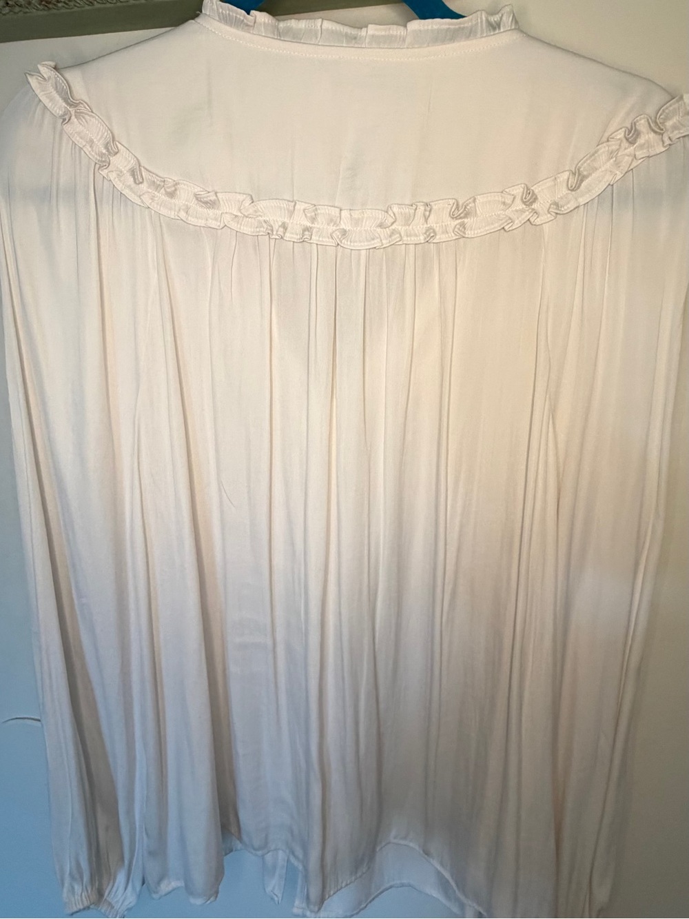 LOFT Cream Ruffle-Trim Button-Front Blouse - Picture 5 of 5